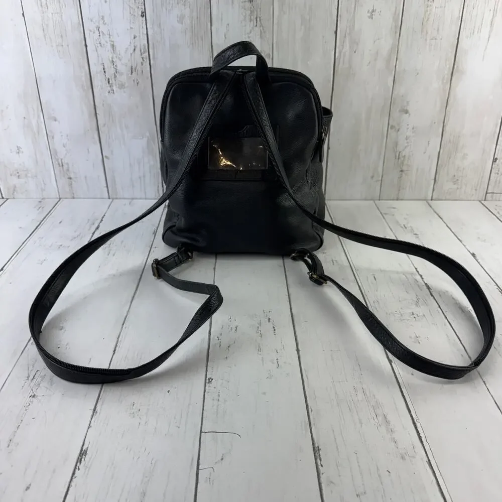 VTG Etienne Aigner Black Pebbled Leather Backpack Shoulder Bag Sling Convertible